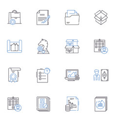 Work Records Line Icons Collection Efficiency