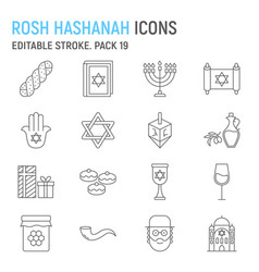 Rosh Hashanah Line Icon Set