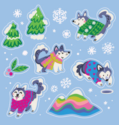 Winter Cozy Huskies Stickers Pack