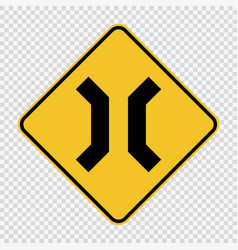 Approaching Narrow Bridge Sign On Transparent