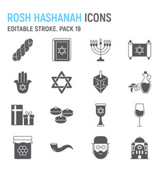 Rosh Hashanah Glyph Icon Set