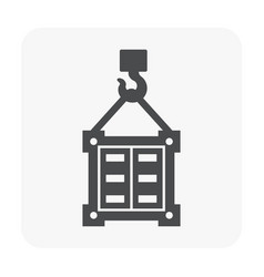 Cargo Container And Crane Hook Icon