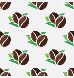 Coffee Beans With Leaves Seamless Pattern