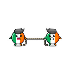 Cute Ireland Flag Character Is Playing Tug Of War