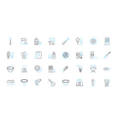 Family Cooking Linear Icons Set Home-cooked