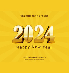 Gold Happy New Year 2024 3d Bold Text Effect