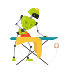 Robot Assistant Ironing Clothes Flat Icon