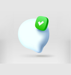 Speech Bubble With Green Checkmark Icon 3d