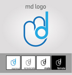 M And D Letter Logo Blue Color