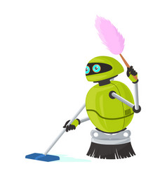 Robot Assistant Cleaning Floor Flat Icon