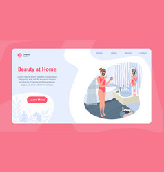 Beauty At Home Flat Landing Page