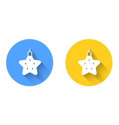 White Christmas Star Icon Isolated With Long