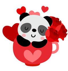 Cute Valentine Panda Inside Red Love Cup