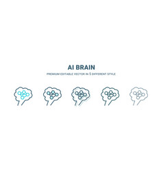 Ai Brain Icon In 5 Different Style Outline Filled