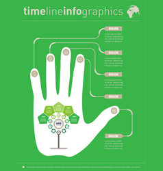 Infographics With Human Hand Silhouette On Green