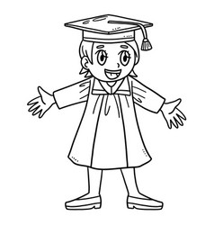 Happy Graduate Girl Isolated Coloring Page