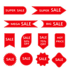 Red Sale Banners Labels Stickers Tags