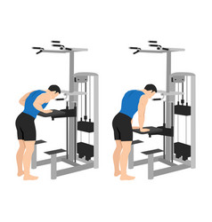 Man Doing Gravitron Tricep Press Exercise