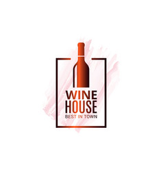 Wine Bottle Watercolor Logo Winehouse Icon White