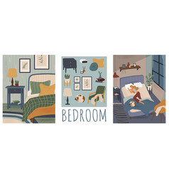 Woman Sleeping In Bed With A Dog Bedroom Interior