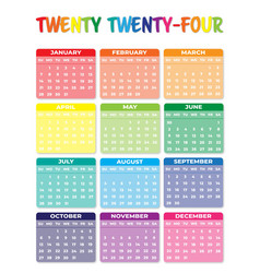 2024 Sunday Start Portrait Color Calendar