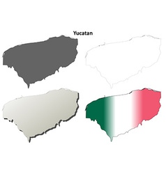 Yucatan Blank Outline Map Set