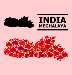 Red Heart Pattern Map Meghalaya State