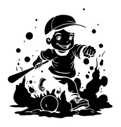 Cartoon Boy Playing Baseball Of A Kid Playing