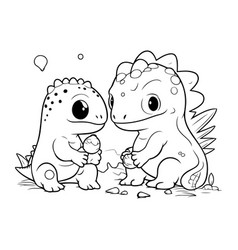 Dinosaur Couple For Coloring Book Page