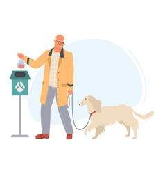 Elderly Man Cleaning After Dog On Walk