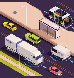 Electric Trucks Isometric Composition