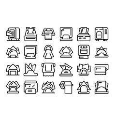 Napkin Holder Icons Set Outline Table