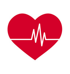 Simple Flat Red Heart Icon With Ekg Pulse Haert