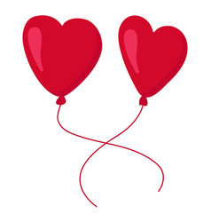 Two Red Balloons In The Shape Of A Heart