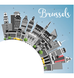 Brussels Belgium City Skyline With Color