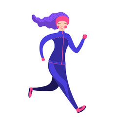 Cute Running Woman In Winter Gear