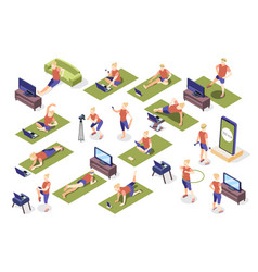 Fitness Online Isometric Set Of People Sitting