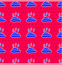 Blue Shit Icon Isolated Seamless Pattern On Red