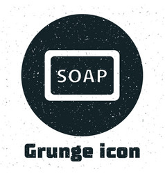 Grunge Bar Of Soap With Foam Icon Isolated