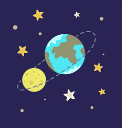 Earth In Space And Moon On Orbit Cute