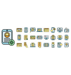 Electronic Patient Card Icons Set Color