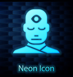 Glowing Neon Man With Third Eye Icon Isolated