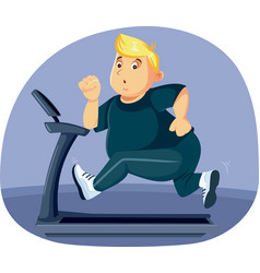 Overweight Man Running On A Treadmill Cartoon