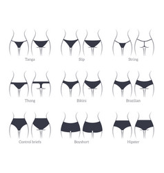 Female Panties Types Icons String And Thong Tanga