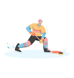 Hockey Player In Uniform Holding Stick