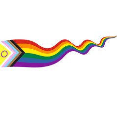 Waving Ribbon Of New Progress Pride Flag Rainbow