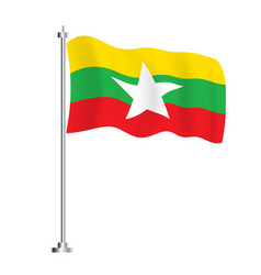 Burmese Flag Isolated Wave Flag Burma Country