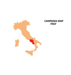 Campania Regions Map Highlighted On Italy Map