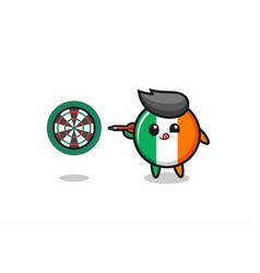 Cute Ireland Flag Is Playing Dart