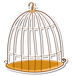 Empty Bird Cage Sticker On White Background